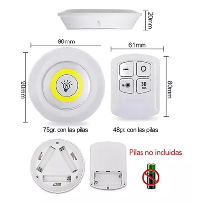 SET 3 LUCES INHALAMBRICAS + CONTROL